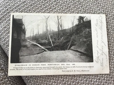 £2 • Buy Postcard 1908 Subsidence Northwich Verdin Park Cheshire Ce Hall Publisher