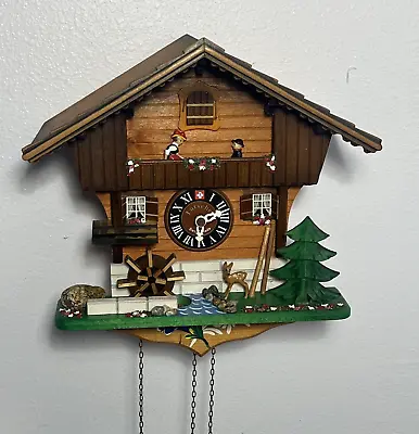 Loetscher Swiss Chalet-Style Musical Cuckoo Clock Der Frohliche Wanderer 2708 • $195