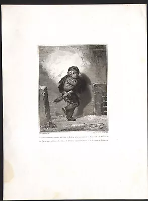 1837 Engraving Le Chimoneur Giuseppe Molteni Portrait • $27.63