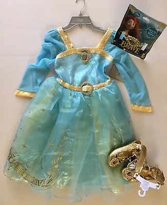 NWT Disney Store Brave M 7-8 Merida Blue Talking Costume Dress Shoes & Tiara • $99.95