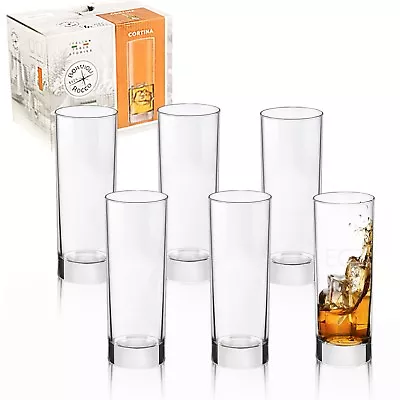 Bormioli Rocco 215ml Cortina Large Tall Dinner Tumbler Drinking Glasses Set • £8.49