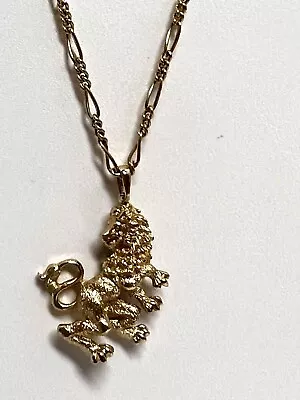 Vintage Monet Necklace Leo Lion Zodiac Gold Tone Very Detailed 18” Mint Cond • $19.99