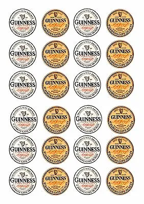 24 Beer Labels Guinness  Cupcake  Wafer Rice Edible Fairy Cake Toppers • £2.50