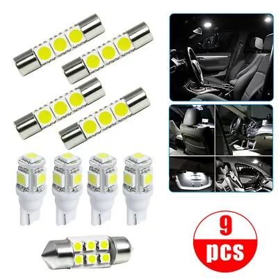 9Pcs White LED Interior Lights Package Kit License Plate Light Map Dome Lamps • $11.08