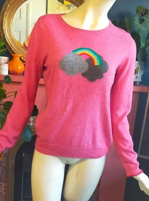 Heyton Size 12 Pink Rainbow Jumper Lambswool Cashmere Blend • £15