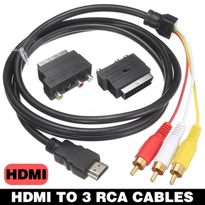 £5.63 • Buy 1080P HD HDMI Male S-video To 3 RCA AV Audio Cable + SCART To 3RCA Phono Adapter