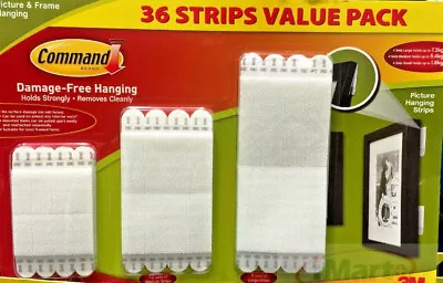 3M Command 36 Value Pack Picture & Frame Hanging Strips Damage-Free Hanging New • $34.88