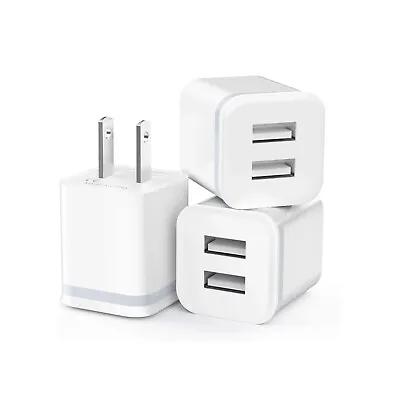 New! LUOATIP USB Wall Charger 3-Pack 2.1A/5V Dual Port USB Cube Power. • $9.99