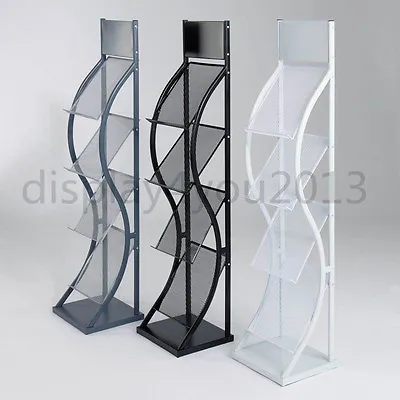 A4 Wave Literature Brochure Display Stand Magazine Rack For Reception Showroom • £89.99