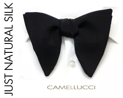 Men's Self Tied Dull Black Silk Bowtie Big Bow Tie Butterfly Bow Tie S478 • $59.95