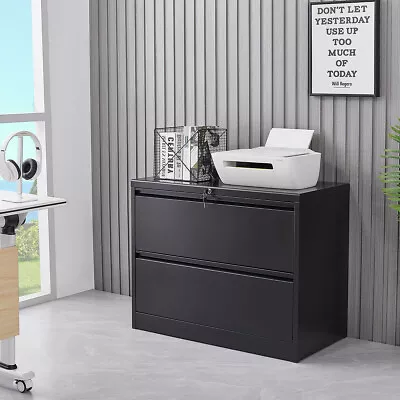 $180.99 • Buy Metal Lateral File Cabinet With 2 Drawer Lockable Storage Organizer For Home