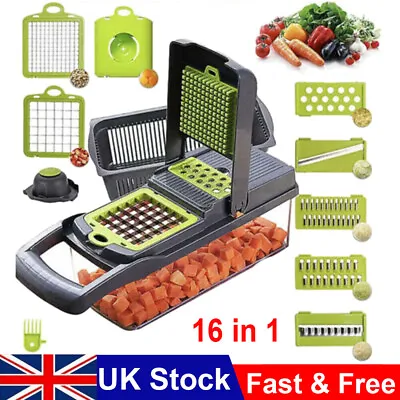 £10.99 • Buy 16 In1 Vegetable Chopper Salad Fruit Mandolin Slicer Food Dicer Cutter Peeler GR