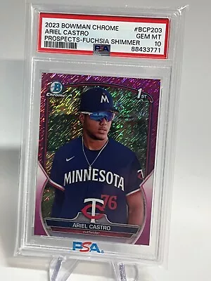 2023 Bowman Chrome Fuchsia Shimmer #BCP203 ARIEL CASTRO Twins RC /199 PSA 10 1st • $109.99