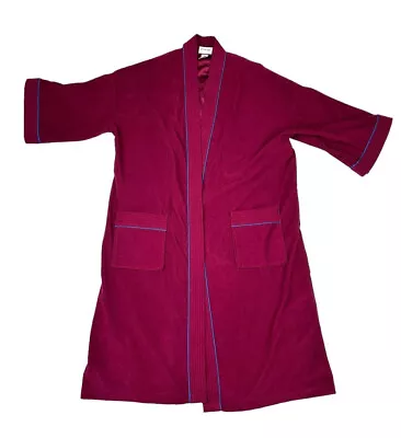 Vintage 70’s Velour Robe Smoking Jacket Burgundy Wine Full Length • $11.50