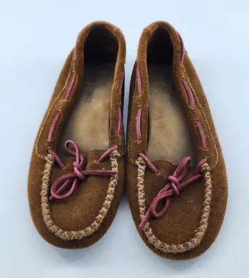 Minnetonka Women's Slip On Moccasins Brown Suede Style 69776 Size 7 • £15.60