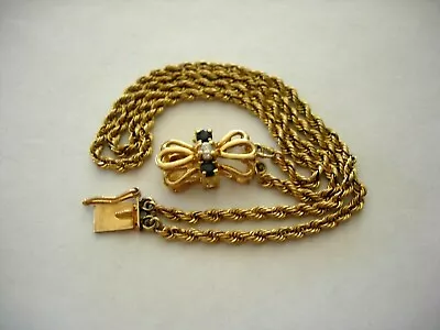 Estate*Diamond*Sapphire*14kt Gold Slide Bracelet • $995