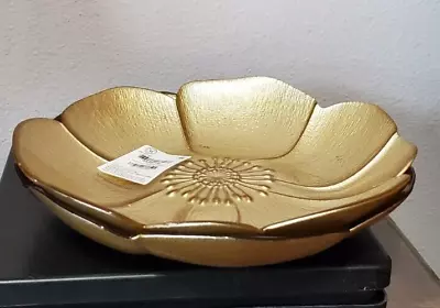 Martha Stewart Gold Flowers Plates Set Of 2 8.25 X1.5  C9 • $29.99