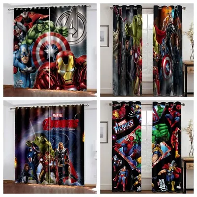 3D Marvel The Avengers Curtains Boys Curtains Blackout Curtains Ring Top Eyelet • £27.36