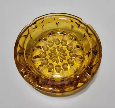 Vintage Amber Starburst Pattern Glass Ashtray Anchor Hocking • $10