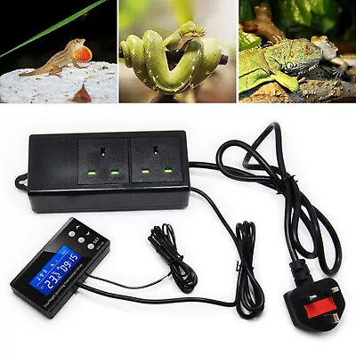 Digital Reptile Thermostat LCD Day & Night Dimming + Timer Aquarium Heat Tool • £29.94