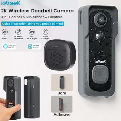 IeGeek 2K Video Doorbell Camera Wireless Battery Chime WiFi Door Bell Camera • £49.99