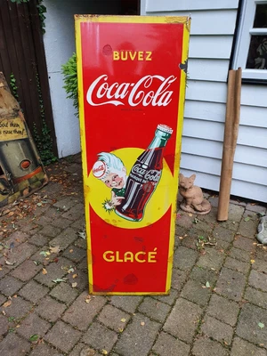 £575 • Buy Vintage French Coca Cola Sprite Boy  Porcelain Enamel Metal Advertising Sign 