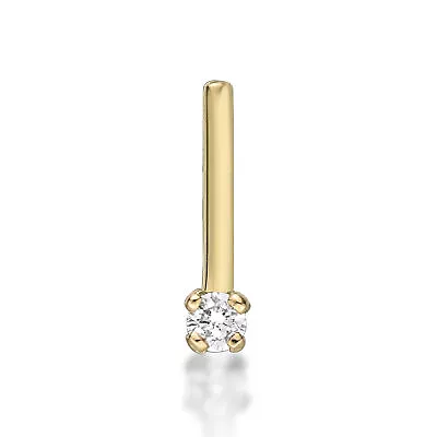 0.01 Carat Diamond L-Shape Nose Ring For Women In 14K Yellow Gold - 20 Gauge • $39.99