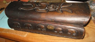 $659.80 • Buy Carved & Hinged Egyptian Flared Hanging Casket Box 12 Faces Sides Osiris On Top