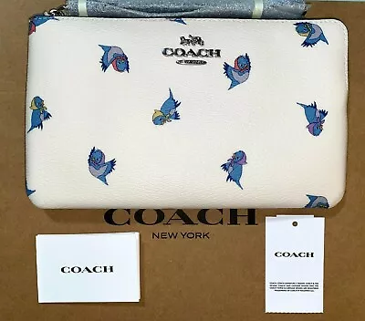 NWT Disney X Coach C3359 Large Corner Zip Wristlet Chalk Cinderella Flying Bird  • $119.95