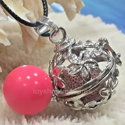Angel Caller Harmony Chime Ball & Aromatherapy Diffuser Necklace Lava Pink  • $10.95