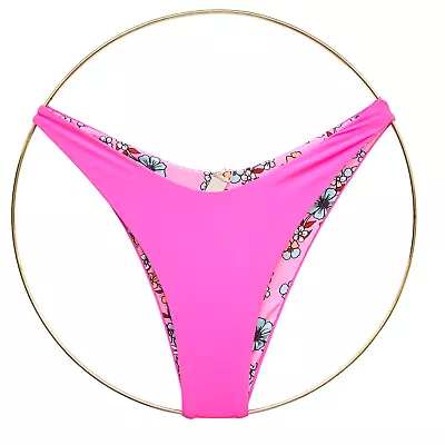 Maaji High Leg Cheeky Bikini Bottom Sz M Pink • $24