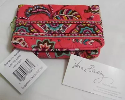 Vera Bradley CALL ME CORAL One For The Money COMPACT Taxi WALLET For PURSE  NWT • $39.95