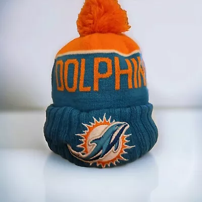 Miami Dolphins Beanie Nfl New Era   Cuffed Winter Knit Pom  One Size  • $16.50