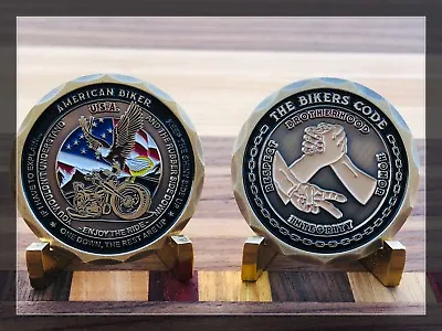 Motorcycle Challenge Coin  The Bikers Code  Brotherhood Honor Respect Integrity • $25.99