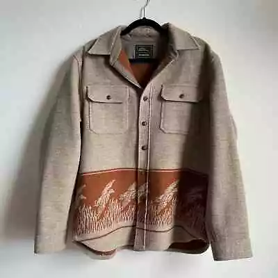 PENDLETON Heavy Wool Jacket W/ Graphic Birds - Size L - Excellent Condition • $100