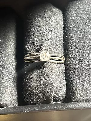 VTG Antique 14kt 585 White Gold Approx .25 Carat Natural Diamond Old  Ring Sz 5 • $199.99