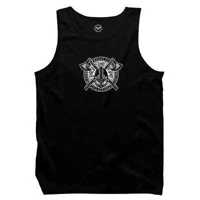 Axes Helmet Shield Vest Vikings Clothing Valhalla Nordic Warrior Thor Tank Top • $15.15