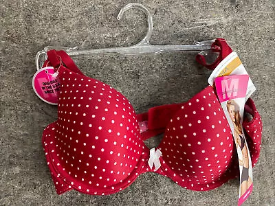 Maidenform One Fabulous Fit UW T-Shirt Bra Polka Dot Style 07959 Size 34A Red • $14.99
