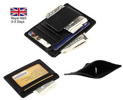£7.49 • Buy Men Genuine Leather Mini Wallet Slim Money Clip Credit ID Card Holder Window