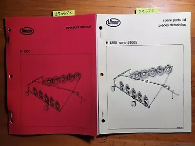 Vicon H1350 Ten Wheel Rake Owner's Operator's Manual 70.002.864 + Parts 59005 • $15