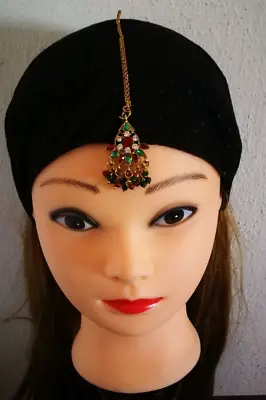 Indian Maang Tikka Hair Chain Head Piece Forehead Jewellery Bridal Bollywood • £15.41