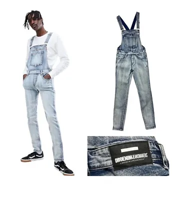 Dr Denim Ira Skinny Overall Jeans Dungarees In Blue Stone Light Wash Size 28/30 • £10