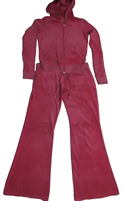 Vintage Y2K Juicy Couture Pink Velvet Matching Two Piece Set Tracksuit M/L • $225