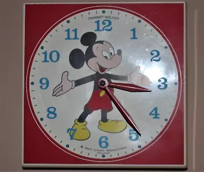 Vintage Phinney Walker Square Mickey Mouse Wall Clock Walt Disney Electric • $53.95