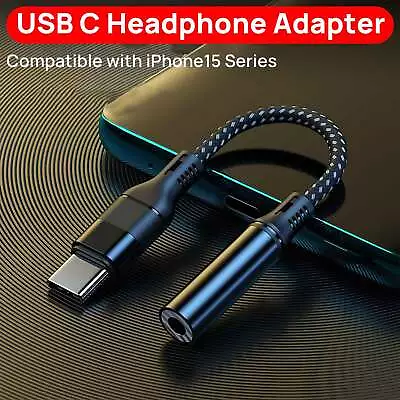 USB C To AUX 3.5mm Audio Headphone Jack Adapter AUX Cable For IPhone 15 Samsung • $7.50