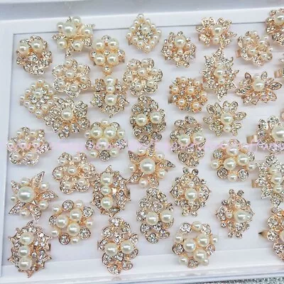 Wholesale Lot 18pcs Rings Cubic Zirconia Cz Faux Pearl Crystal Lady Jewelry • $21.93