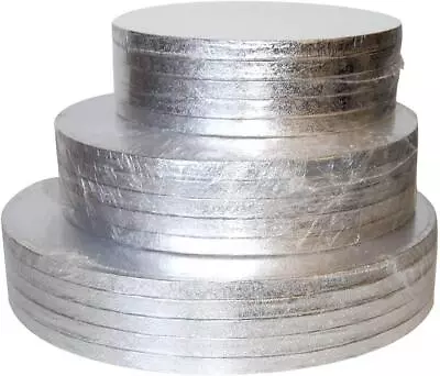 Cake Drums 12mm Thick - Board Dense Masonite All Size Foil Silver Heavy Duty • £1.99