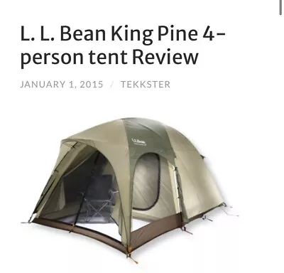 LL Bean King Pine Dome Tent 4 Person Tent Screen Vestibule / Ante Room Complete • $95