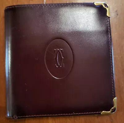 Cartier Maroon Leather Must De Cartier 6CC Bifold Wallet • $64.68