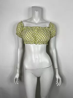 Vtg Jean Paul Gaultier Jpg Green Gingham Crop Top 40 S • $225